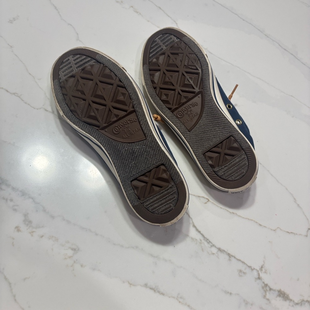 Converse Navy Canvas Low-Top Sneakers with Tan Laces - Picture 9 of 12